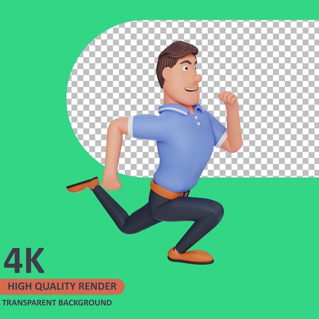 3d model rendering man cartoon character running