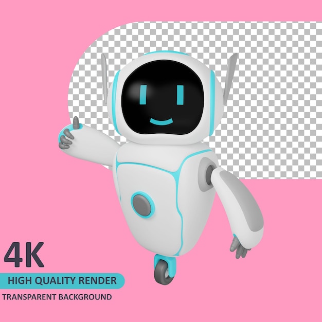 PSD 3d model rendering the robot is standing while giving a thumbs up