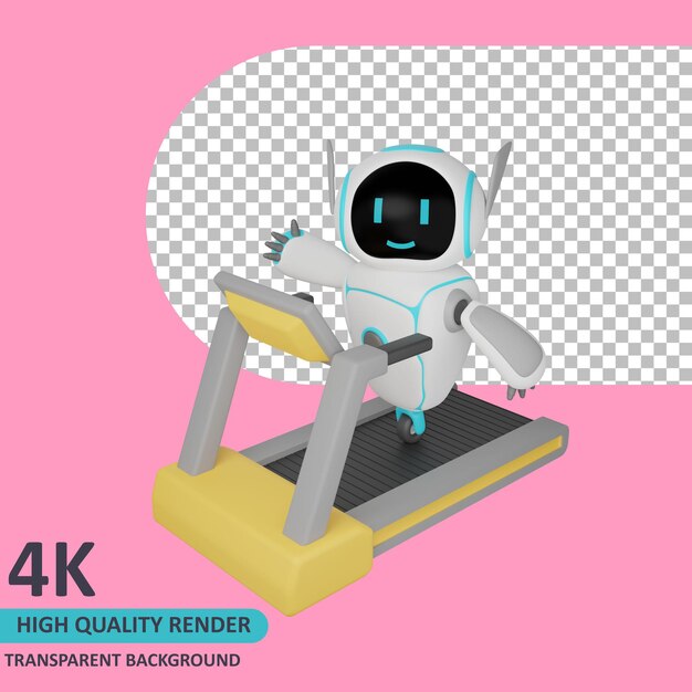 3d model rendering robot is using a treadmill