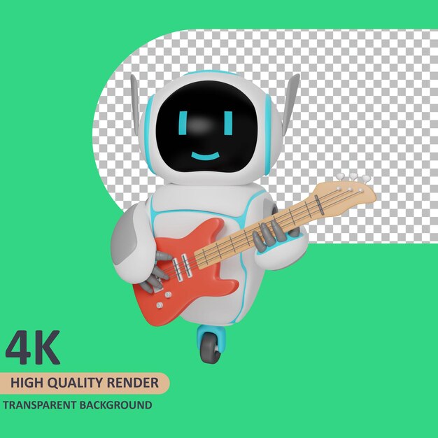 Robot di rendering del modello 3d che suona la chitarra