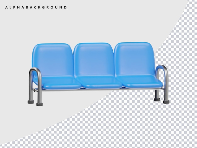 3d model of a three-seater chair