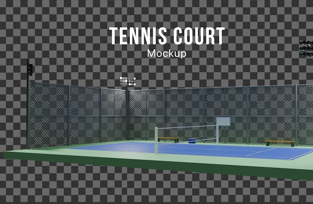 3d-model van een tennisbaan