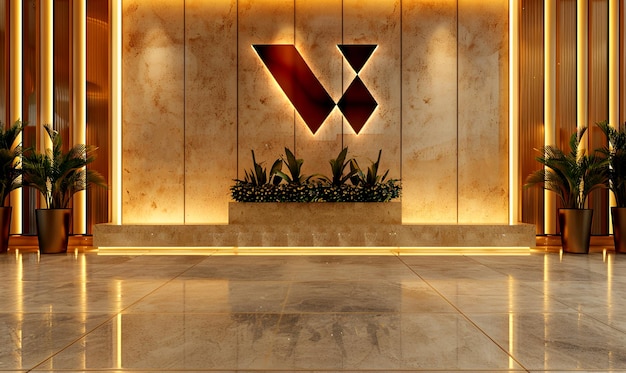 3D-model van het luxe logo van de receptie van het bedrijf