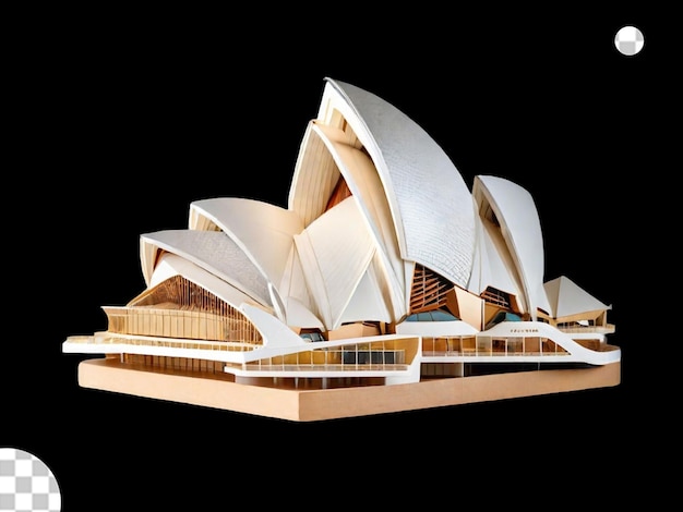 PSD 3d-model van het sydney opera house met ingewikkelde details gepositioneerd
