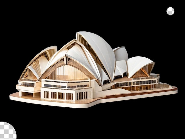 3d-model van het sydney opera house met ingewikkelde details gepositioneerd