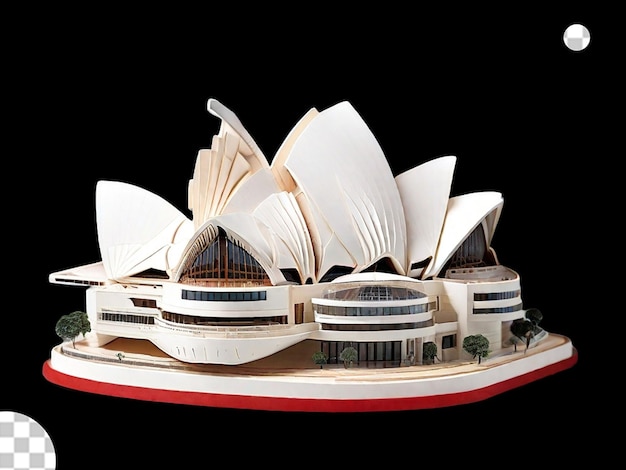 PSD 3d-model van het sydney opera house met ingewikkelde details gepositioneerd