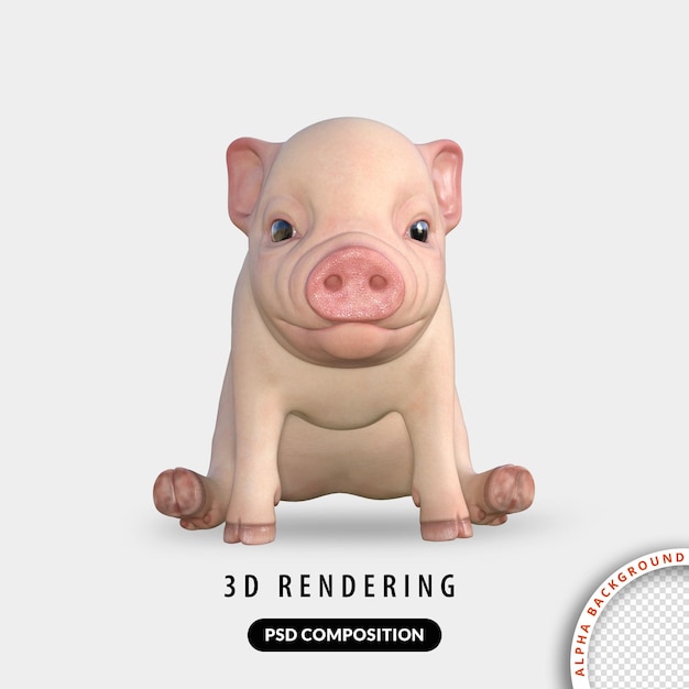 PSD 3d-model van schattig varken