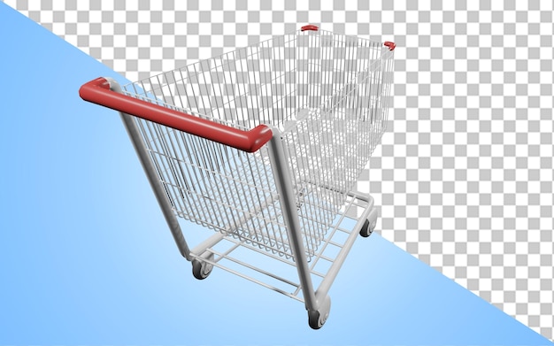 3d-model van supermarktkar met ander zijaanzicht. commerciële winkelwagen, png-object