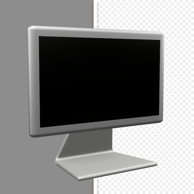 3D model white computer screen without background