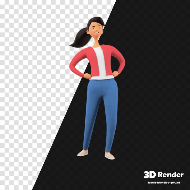3D-модель женщины в красно-белой рубашке