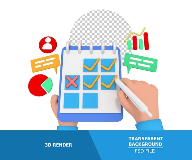 PSD 3d modeling of business planing in calendar