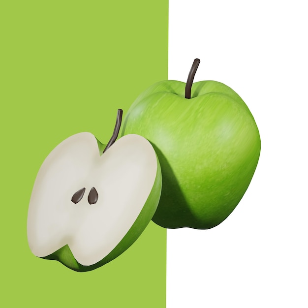 PSD 3d modeling green apple