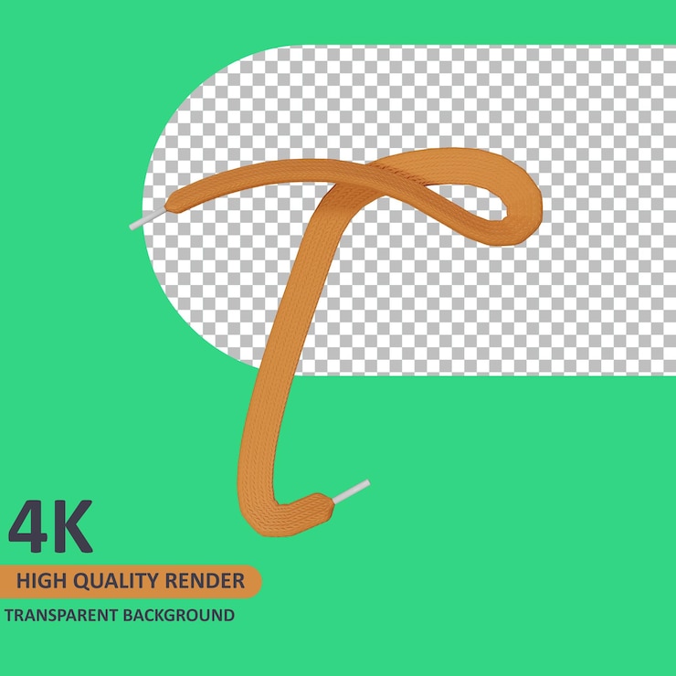 PSD 3d modelleme bağcık alfabe büyük harf t