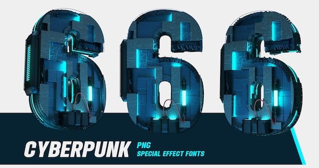 PSD 3d-modellering cyberpunk-stijl serie multiview nummers 6