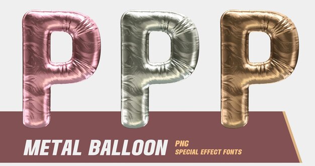 3d modellering metalen ballon serie letter p