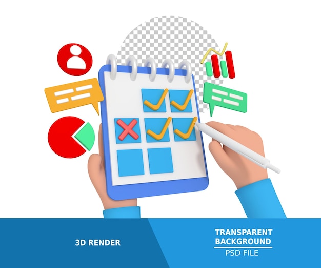 3d-modellering van bedrijfsplanning in kalender