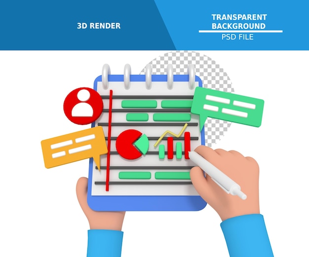 3d-modellering van bedrijfsplanning in notitieboek