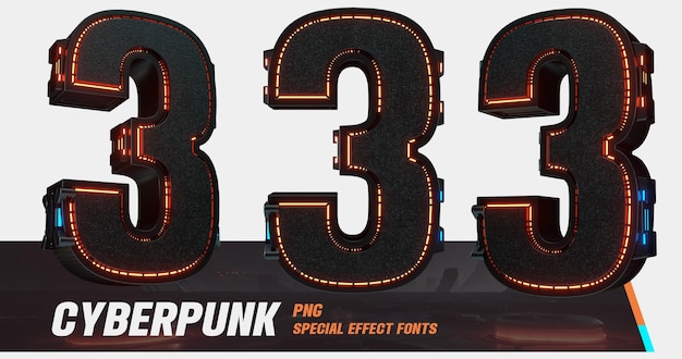 3D modelling cyberpunk style laser series multi view number 3