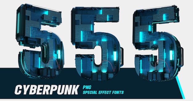 PSD 3d modelling cyberpunk style series multiview numbers 5