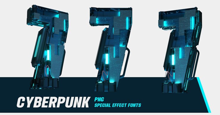 PSD 3d modelling cyberpunk style series multiview numbers 7