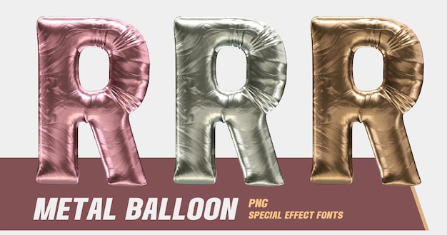PSD modellazione 3d serie di palloncini in metallo lettera r