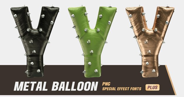 PSD modellazione 3d metal punk balloon series lettera y