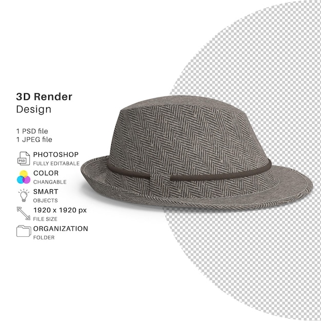 3D-modelling PSD-bestand Realistische hoed 20