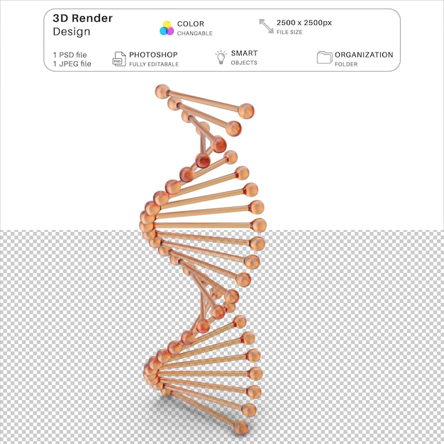 PSD 3d-modelling van dna-glas psd-bestand