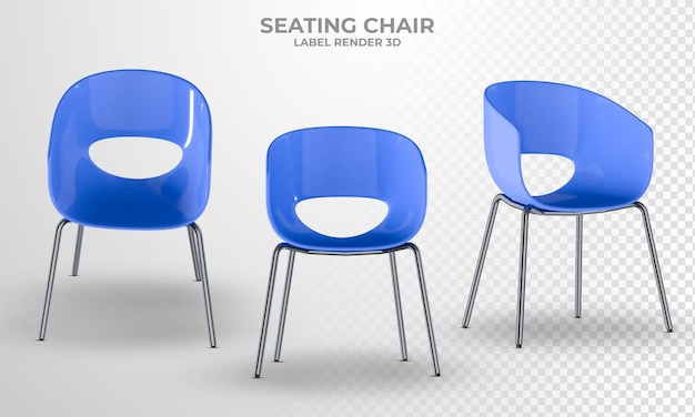 3d modern chair Dining Chair blue color isolated