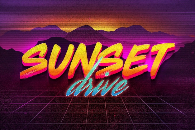 PSD 3d modern retro pop 80s editable text effect