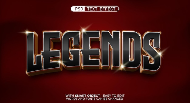 3d modern text legends editable font style