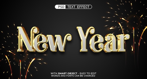 3d современный текст новый год редактируемый стиль шрифта
