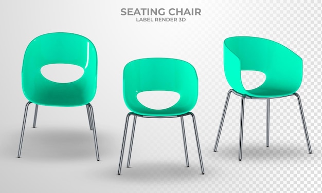 3d moderne stoel eetkamerstoel blauwe kleur geïsoleerd