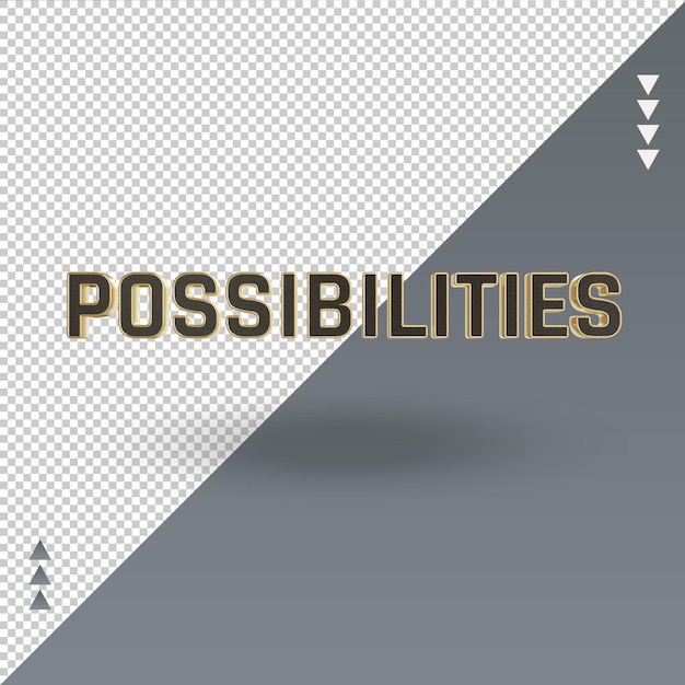 3d-mogelijkheden zwart goud pictogram rendering vooraanzicht