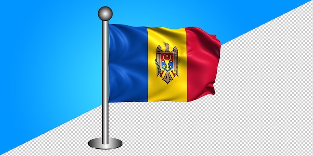 PSD 3d moldavië vlagpictogram - badge png - transparante achtergrond