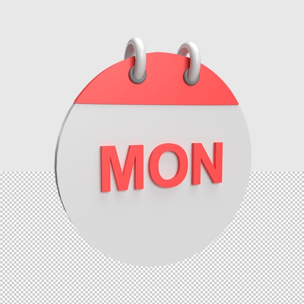 PSD 3d monday calendar rendered object illustration