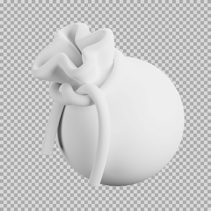 PSD 3d money bag dynamic clay icon