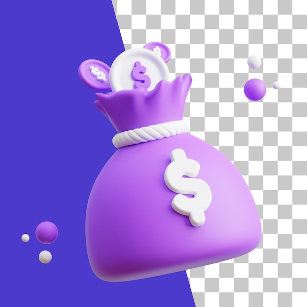 PSD 3d money bag icon