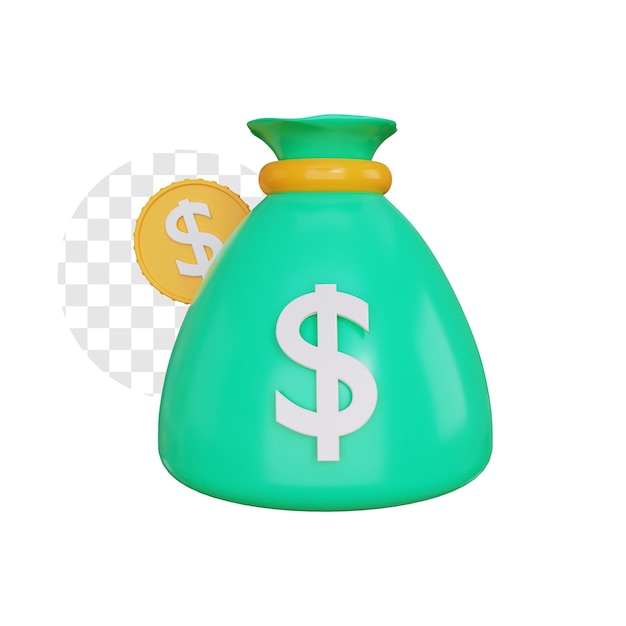 3d money bag for savings or investment