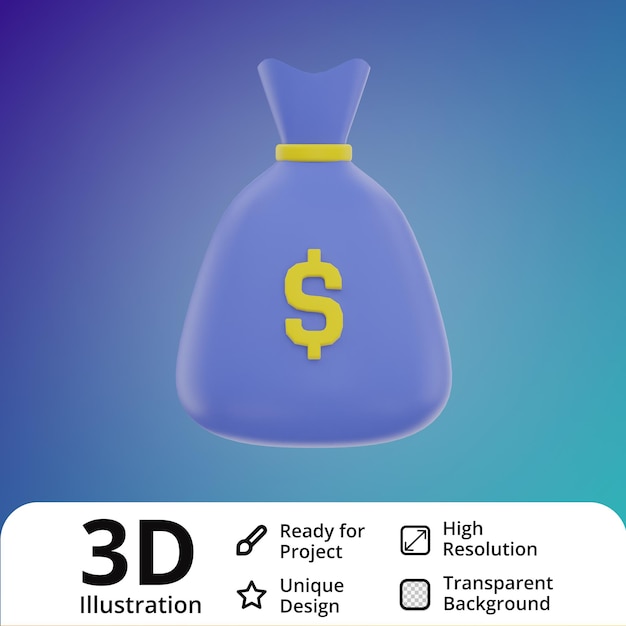 3d money bag