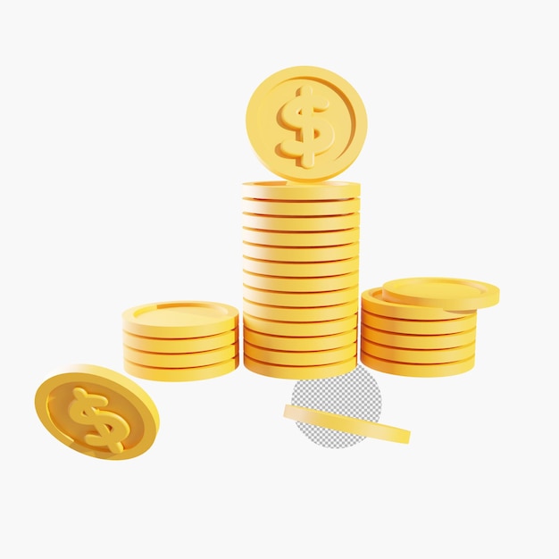 PSD 3d money coin illustration concept