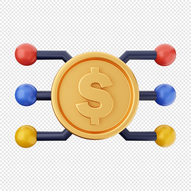 3D Money Dollar munt gouden betalingstransactie