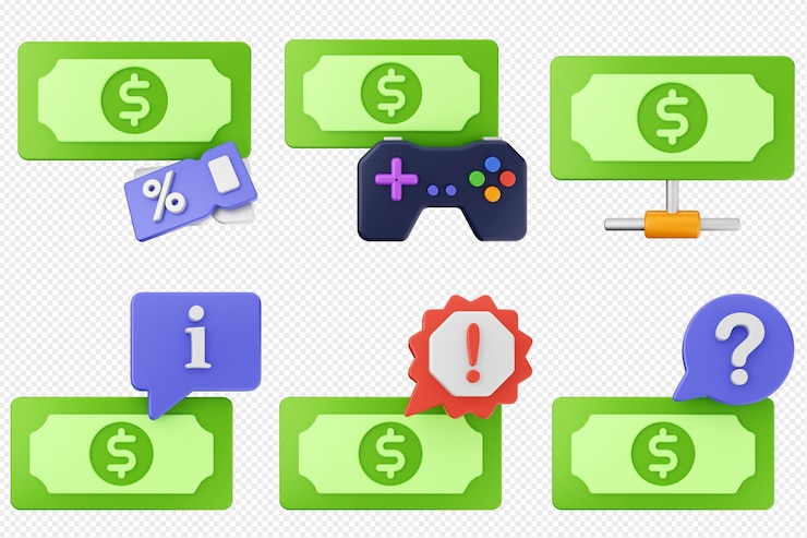 PSD 3d money dollar payment finance business icon set bundle