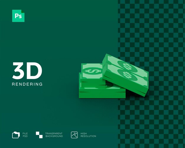 3d визуализация денег изолированные