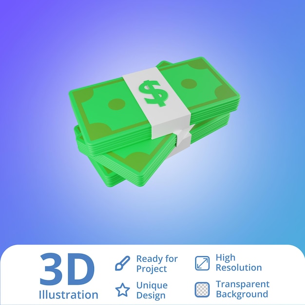 3D стопки денег