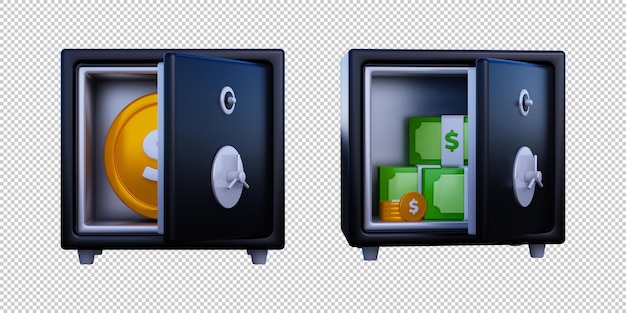 PSD 3d money storage isolated