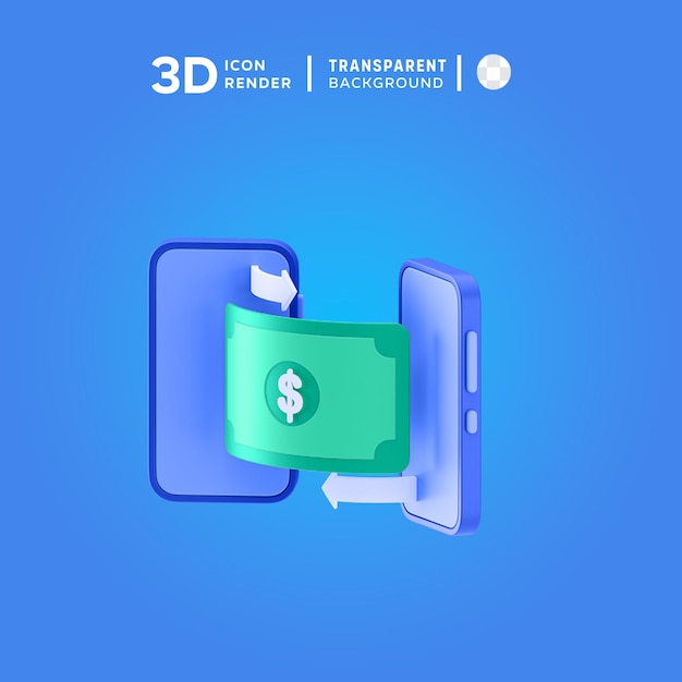 PSD 3d money transfer icon ilustration