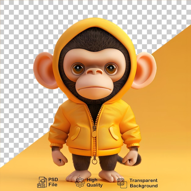 PSD personaggio di scimmia 3d isolato su sfondo trasparente include file png