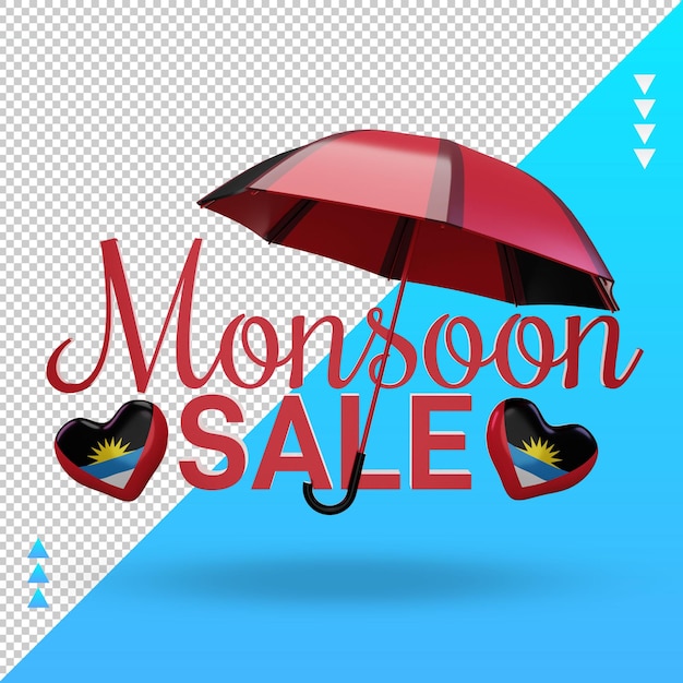 3d monsoon sale antigua and barbuda flag rendering front view