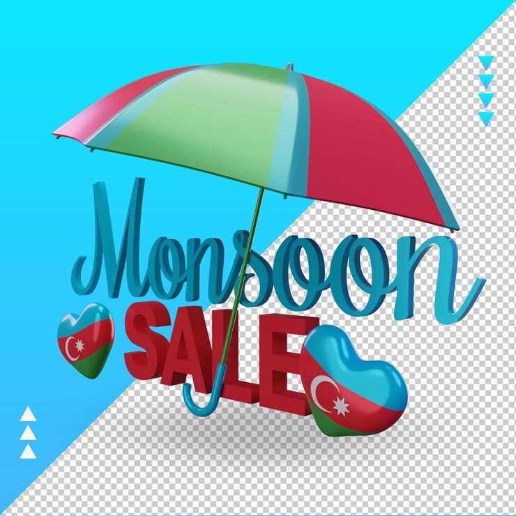PSD 3d monsoon sale azerbaijan flag rendering right view
